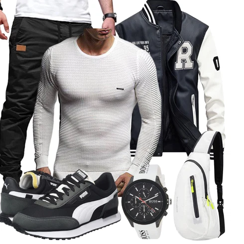 Schwarz/Dunkelblau/Blau/Hellblau Sportjacke/Collegejacke Vogstyle kombinieren