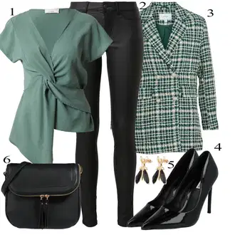 Outfit sa Tirkizna/Zeleno/Svjetlozelena/Svjetloplava Bluza Kratkih Rukava/Bluza Vrh/Omotana Bluza/Bluza s Leptir Mašnom guido maria kretschmer women "Tvoj otmjeni outfit"