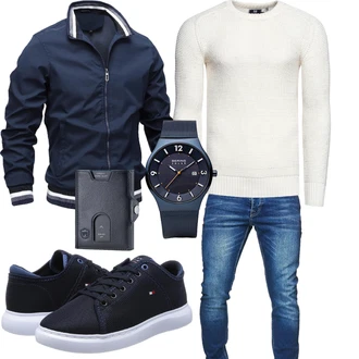 Frühlings Outfits Leichte mit Dunkelblau/Blau Innenfutter Jacke/Trachtenstrickjacke/Sportjacke/Jacke mit Seitlichem Reißverschluss/Frühlingsjacke/Bomberjacke/Sommerjacke/Uniformjacke/Collegejacke AIEOE "Perfekt für den Frühling"