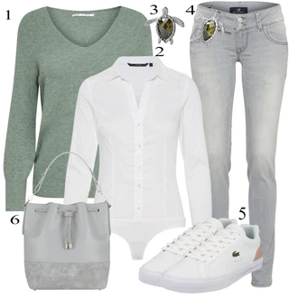 Bombaž outfit mit Krem/Bela Srajca/Bluzasti Body/Slim Fit Bluza VERO MODA "Pokrivalo za pomlad"