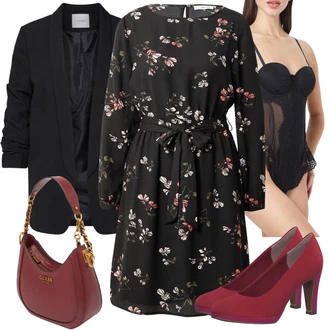 Zapínání na knoflíky Outfit s Černá/Růžová/Oranžová Košilové šaty/Šaty S Potiskem/Pouzdrové Šaty S Dlouhým Rukávem/Zimní šaty s dlouhým rukávem/Halenkové Šaty/Šaty s Páskem/Šaty na Podzim About You "Perfektní na jaro"