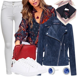 Krep Outfit s Červená/Žlutá/Vícebarevný Lascana "Perfektní na jaro"