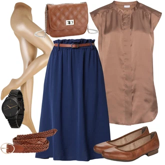 Elegantní Outfit s Hn?dá/?edá/Fialová/Bé?ová Halenka Móda Pro Plno?tíhlou/Halenka a Tunika Tunika Lascana "Perfektní na jaro"Look: Styl, 20 léta, Elegantní, Kancelá?, P?íli? oble?ený, Beze?vé