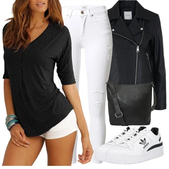 Outfit s Černá/Fialová Tunika/Tričko & Top Móda Pro Plnoštíhlé/Halenka Móda Pro Plnoštíhlou Lascana "Perfektní na jaro"