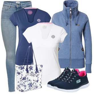 Outfit s Modrá/Světle modrá/Šedá Mikina Ragwear "Perfektní na jaro"