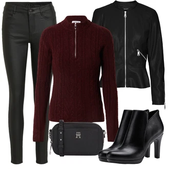 Cyklistika Outfit s Vínová/Tmavě červená Svetr se zipem Edited "Perfektní na jaro"Look: Krasobruslení, Cyklistika, Jízda na koni