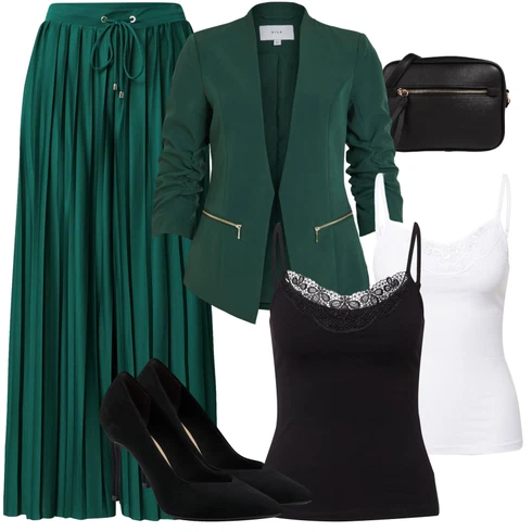 Kombinace Tmavě Zelená/Zelená/Tyrkysový Palazzo Kalhoty/Plisovaná Kalhoty/Plisovaná kalhoty/Široká Kalhoty About You