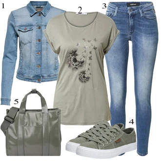 outfit mit Temno modra Replay "Pokrivalo za pomlad"