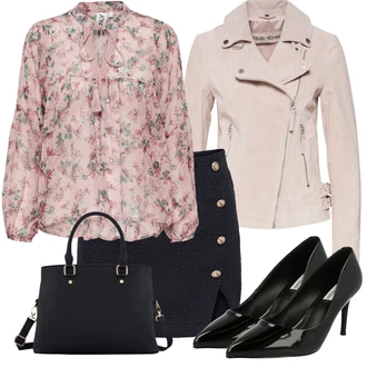 Krátká Outfit s Černá/Tmavě modrá Krátká Sukně/Sukně boucle/Manšestrová Sukně/Pletená Sukně/Tvídová Sukně/Zimní Sukně/Vlněná Sukně Only "Překrásné jarní outfity"