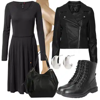 Punije Outfit sa Crna/Siva/Tamnosiva Haljina/Haljina Veći Broj/Tunika Ragwear "Proljetni outfit"