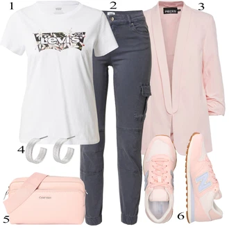 outfit mit Temno Siva/Modra/Khaki/Svetlo Siva/Siva/Temno modra Hlača velika velikost Only "Pokrivalo za pomlad"