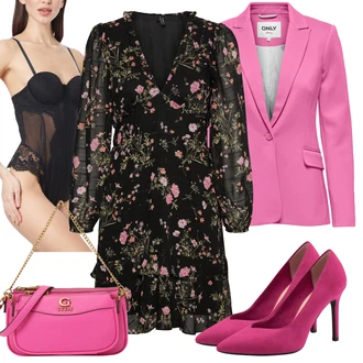 Outfit sa Crvena/Pink/Narandžasta/Smeđa Omotna Haljina/Bluza Haljina/Nicky Haljina/Haljina S Printom/Haljina dugih rukava/Jesenska Haljina VERO MODA "Savršen za proljeće"