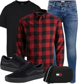 Outfit mit Blau/HellBlau Lederjacke/Push up Jeans/Knöchelstiefel/Slim Fit Jeans/Leder Schuhe/Damen 7/8-Länge Jeans/Jeans mit Schlitz/Low Rise Jean/Schlupfjeans/Winterjacke/Thermojeans/Biker Jeans Only & Sons "Schönes Frühlings Outfit"