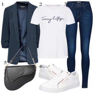 outfit mit Bela/Rdeča Superga Usnjene superge/Superge Nizka/Ozka Superga/Superge Z Bočno Zadrgo/Poletne superge Tommy Hilfiger "Pokrivalo za pomlad"