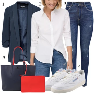 90. leta outfit mit Temno modra/Modra Kavbojke z Razporkom/Usnjena Jakna/Usnjene Čevlje/Zimska jakna/Kavbojke na Poteg/Push up Kavbojke/Kavbojke Visokega Pasu/Kavbojke z Luknjo/Usnjene jakne/Ženske 7/8 Kavbojke/Gležnarji Only "Pokrivalo za pomlad"Look: Stil, 90. leta, Kul, Disko, Francoski, Modernen, Stari denar