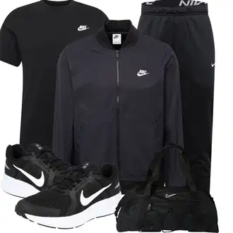 Sport Outfits Kurvige mit Schwarz Bluse Große Größe/Shirt & Top Große Größe/T-Shirt Training/Funktions T-Shirt/Kurzarm T-Shirt/Ausgefallenes T-shirt Nike Sportswear "Sport Outfit"