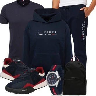Sport Outfits Kurvige mit Dunkelblau Sweatmode/Hoodie/Unisex Hoodie/Sport Hoodie/Vintage Hoodie/Ausgefallener Hoodie/Sport Sweatshirt/Partner Hoodie/Damen Pullover Tommy Hilfiger "Sport Outfit"