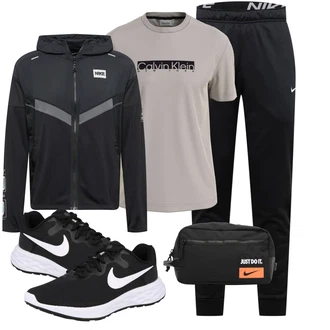 Outfit mit Schwarz/Weiß/Rosa Laufschuh/gesundheitsschuh/Sneaker Low/Sommer Sneaker/Walkingschuh/Schmaler Sneaker/Bequemer Schuh/Schnürschuh/Gymnastikschuh/Fitnessschuh/Joggingschuh/Fitnessschuh/Tennisschuh/Volleyballschuh Nike "Sport Outfit"