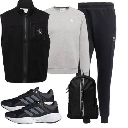 Elegant Schwarz/Dunkelgrau/Dunkelblau JoggingHose/TrainingsHose/SportHose/FleeceHose/Jogger Hose Adidas Originals kombinierenLook: Streetwear, Workwear, Elegant, Casual, Classic, Retro, Unisex, Schlichte