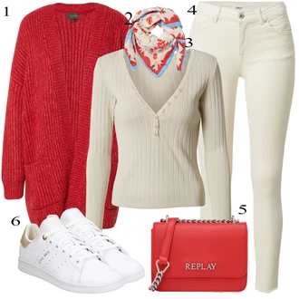 outfit mit Bež/Bela/Khaki Usnjena Jakna/Motoristične Kavbojke/Kavbojke z Razporkom/Kavbojka z Nizkim Pasom/Kavbojka z Nizkim Pasom/Push up Kavbojke/Ozke Kavbojke/Usnjene Čevlje/Termodžinsi Only "Pokrivalo za pomlad"