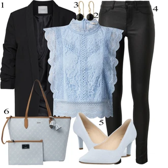 Poslovni Outfiti mit Črna/Bela Hlače Usnjena Hlača/Leginge v Videzu Usnja/Usnjena pajkica/Treggings/Skinny Hlače/Hlače iz Imitacije Usnja Pieces "Pokrivalo za pomlad"