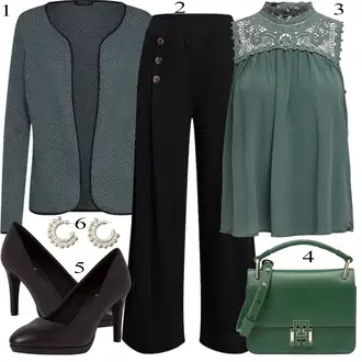 Outfit sa Crna/Žuta/Tamnoplava Palazzo Hlača/Hlače od muslina/Široka Hlača/Hlače Visokog Struka/Culotte Hlačice/Hlače s Prorezom/Marlene Hlača/Lanene Hlače/Tradicionalna Hlača Edited "Tvoj otmjeni outfit"