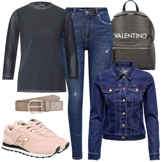 Outfit s Růžová/Béžová/Modrá Teniska/Zimní bota New Balance "Stylová kombinace na jaro"