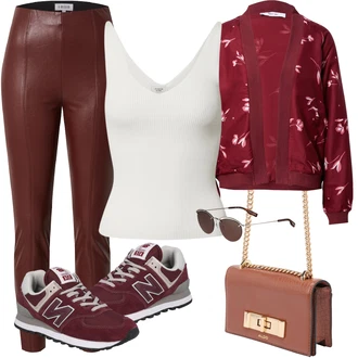 Outfity pro zábavu s Červená/Hnědá/Vínová/Tmavě červená Kožený legíny/Legíny Kožený Vzhled/Kalhoty z Umělé Kůže/Kožená Kalhoty Edited "Stylová kombinace na jaro"