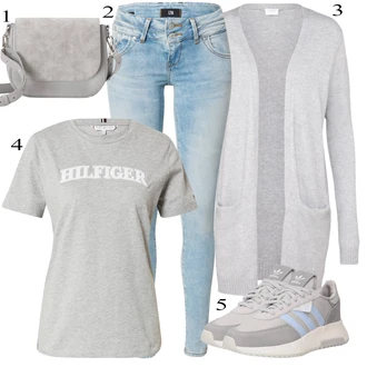 Športne Outfiti Polnejša mit Svetlo siva/Siva Pletene velika velikost/Pulover Vila "Pokrivalo za pomlad"