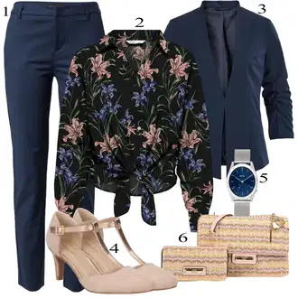 Chino Outfit sa Tamnoplava/Plava Hlače od muslina/Poslovna Hlača/Hlače s Prorezom/Treggings/Chino Hlače/Rastezljiva Hlača/Hlača od Odijela/Uske Hlača/Skinny Hlače VERO MODA "Tvoj otmjeni outfit"