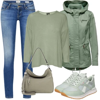 Outfit s Modrá/Světle modrá Kožená bunda/Kotníková Bota/Slim Fit Džíny/Džín s Nízkým Pasem/Džíny s Nízkým Sedem/Kožené Boty/Push up Džín Only "Stylový look na jaro"