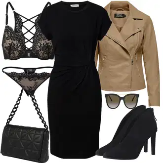 Outfit s Černá Žerzejové Šaty/Šaty S Rovným Střihem/Business Šaty/Pouzdrové Šaty/Pouzdrová Šat/Šaty po kolenu/Úzké Šaty/Občanské šaty/Tričkové šaty/Kancelářské šaty/Šaty s Páskem Edited "Stylový look na jaro"