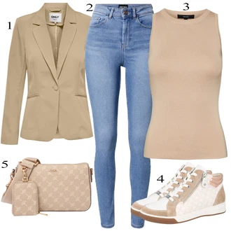 outfit mit Bež VERO MODA "Pokrivalo za pomlad"