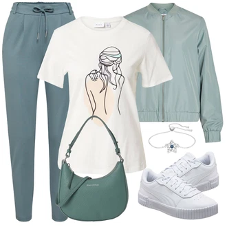 Dlouhé / Maxi Outfit s Šedá/Zelená Taška/Dlouhé Šaty/Doplňek/Dlouhá tylová sukně/Dlouhý Zimní Kabát Marc O'Polo "Stylový look na jaro"