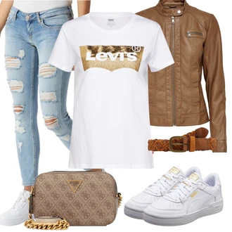 Outfit s Hnědá/Zelená Dlouhé Kardigany/Taška Přes Rameno/Dlouhé Šaty/Dlouhá tylová sukně/Dlouhý Zimní Kabát/Doplňek Guess "Stylový look na jaro"