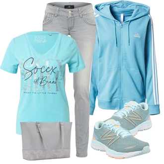 Outfit s Světle modrá Sportovní Bund adidas sportswear "Stylový look na jaro"