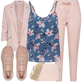 Cool Outfit s Růžová Jogger Kalhoty/Mrkvová Kalhoty/Ležérní Kalhoty/Navlékací Kalhoty/Žerzejová Kalhoty/Teplák/Mušelínové kalhoty/Sportovní kalhoty střední délky Only "Stylový look na jaro"Look: Emo, Venkovní, Old Money, Ležérní, Cool, Krásný