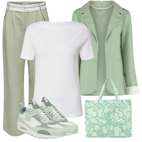 Kombinace Khaki/Tmavě Zelená/Zelená/Světle Zelená Kalhoty s Vysokým Pasem/Mušelínové kalhoty/Paperbag Kalhoty/Široká Kalhoty Only