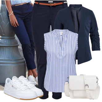 Outfit s Bílá/Krémová/Béžová Nízká Teniska/Skate Bota/Úzká Teniska/Vintage Teniska Reebok "Stylový look na jaro"