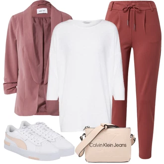 Outfit s Růžová/Béžová/Modrá/Šedá Taška Přes Rameno Calvin Klein "Stylový look na jaro"