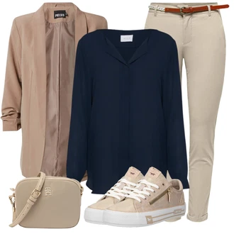 Zapínání na knoflíky Outfit s Tmavě modrá Kožená bunda pro muže/Hedvábná Halenka/Businessová Halenka/Jednobarevná Halenka/Halenka s Dlouhým Rukávem/Halenkové Body/Žehlení odolná blůza/Slip-on Halenka/Blůza s knoflíčkem/Halenka se Stojatým Límcem Vila "Stylový look na jaro"
