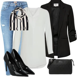 Outfit s Černá Dlouhý Zimní Kabát/Taška/Doplňek/Dlouhá tylová sukně/Dlouhé Šaty Calvin Klein "Stylový look na jaro"