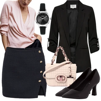 Elegantní Outfit s Růžová Zavinování Halenka/Kožená bunda pro muže Mango "Stylový look na jaro"Look: Mom, Příliš oblečený, Chytrý příležitostný, S průsvitem, 70tá léta, Italský, 60. Let, Sexy, Elegantní, Boho, Unisex, Estetika
