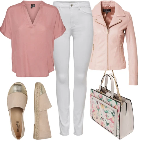 Kombinace Růžová/Béžová/Modrá Kožená Sukně Kožená Minisukně studio ar kombinovat s Šedá/Krémová/Bílá Kalhoty Tregíny/Jeggings/Skinny Kalhoty/Džínové Legíny/Kalhoty s dírou/Kalhoty se Štěrbinou/Legíny s Rozparkem Only