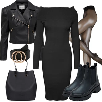 Outfit s Černá/Šedá/Bílá Krátký Bund/Kožené Bund Bunda z Umělé Kůže/Kožené Bund/Motorkářské Bund/Krátký Bund Only "Stylový outfit na jaro"