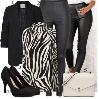 outfit mit Črna/Bela Bluza Odprta Bluzka Edited "Pokrivalo za pomlad"