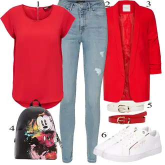 outfit mit Bela/Rdeča Superga Usnjene superge/Superge Nizka/Ozka Superga/Superge Z Bočno Zadrgo/Poletne superge Tommy Hilfiger "Pokrivalo za pomlad"