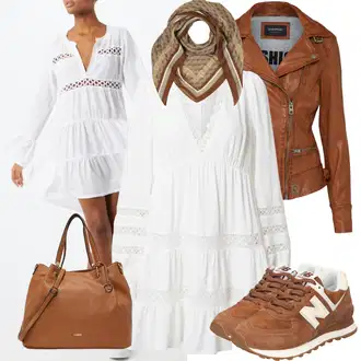 Dlouhé Outfit s Bílá/Krémová/Žlutá Tunikové šaty/Bavlněné Šaty/Šaty S Kosticí/Šaty Niki/Letní Šaty/Francouzské šaty/Boho Šaty Elegantní/Mušelínové šaty/Boho Letní Šaty/Halenkové Šaty guido maria kretschmer women "Stylový outfit na jaro"