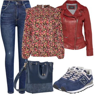 Outfit s Modrá Teniska/Zimní bota/Nízká bota na podpatku New Balance "Stylový outfit na jaro"