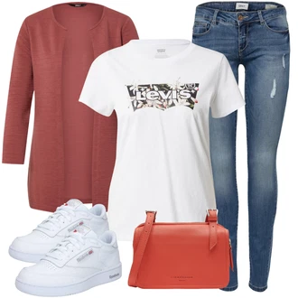 Outfit s Červená/Hnědá/Tmavě červená Pletenina veľkej veľkosti/Halenka a Tunika Tunika Only "Stylový outfit na jaro"